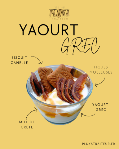 Yaourt Grec, Miel de Crète, Figues moelleuses et biscuit Cannelle Yaourt Grec, Miel de Crète, Figues moelleuses et biscuit Cannelle
