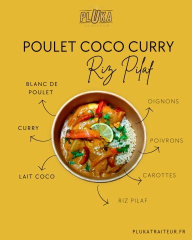 Poulet Coco- Curry , Riz Pilaf Poulet Coco- Curry , Riz Pilaf